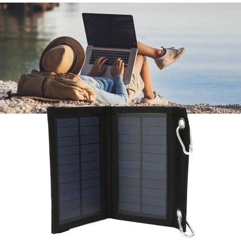 Panneau Solaire Portable 2 Plis 4W - Polysilicium Haute Efficacité - Avec 2 Mousquetons pour Automobile/Camping/Outdoor - Chargeur Solaire 5V - Poids Léger 157g (1/5)
