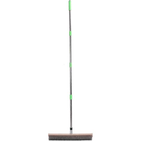 Balai en fil d'acier inoxydable, brosse de terrasse à long manche, poils métalliques rigides, éponge à récurer pour sols