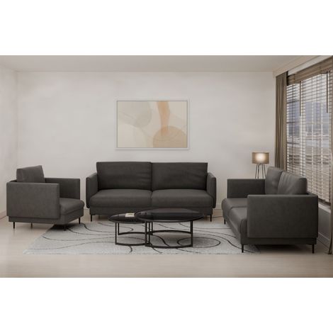 Sofaset Designersofas HELMER 3-2-1 Stoff Vibe Anthrazit (1/4)