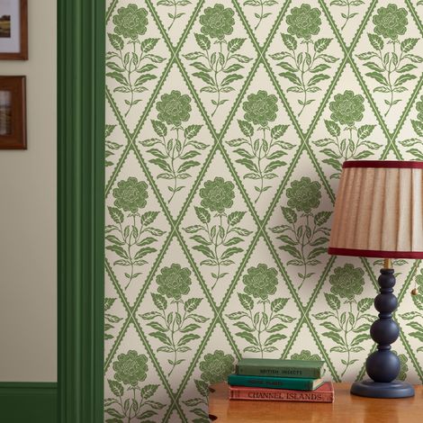 Papier peint intissé Joules Trellis floral 1005 x 52cm Vert