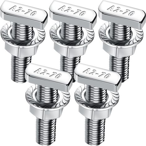 Vis à tête marteau M10x30 acier inoxydable A2-70, 5 pièces vis à tête marteau avec écrous à dents de blocage écrous à bride tiges filetées M6 pour rails de montage solaire PV serre et profilé (1/5)