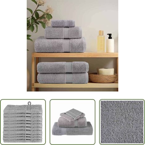 vidaXL Baumwolle - Gästetuch SOLUND 10 pcs Grau 15 x 21 cm 550 gsm (1/5)