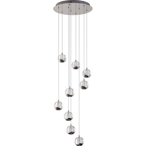 [NEUWERTIG] B-Ware Lucande Hayley Led Hängeleuchte Hängelampe Lampe Wohnzimmerlampe 9 Flammig Chrom