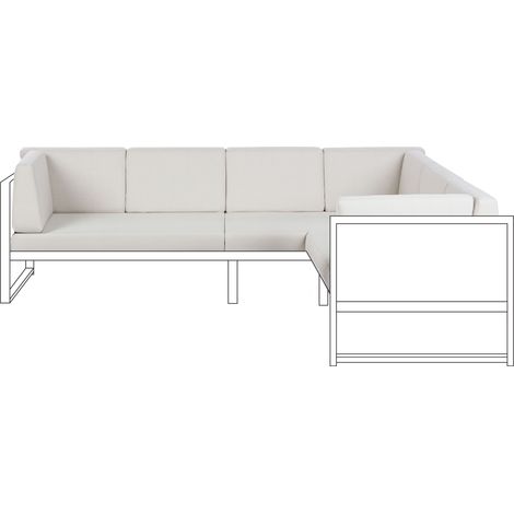 Conjunto de fundas de cojín para exterior cojines de asiento y respaldo blanco crema Castella