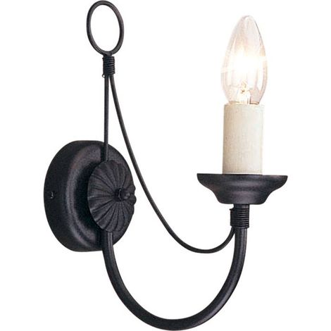 Lampada da parete luce acciaio nero H 27 cm 1 fiamma a lume di candela a lume di candela (1/4)