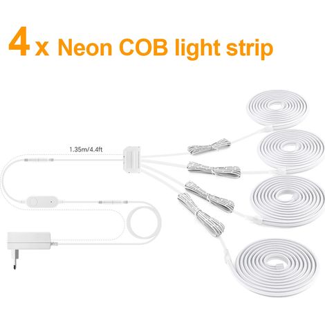 (4 bandes, lumière chaude, 1 m) Bande lumineuse LED COB Zigbee 24V, étanche, néon, ruban silicone, dimmable. (1/5)