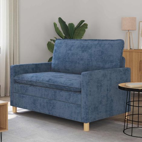 Canapé 2 places bleu en polyester, structure métal, coussins amovibles 126 x 81 x 87,5 cm - PANGIVO (1/5)