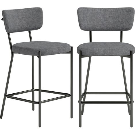 CHICFURN Juego de 2 taburetes de bar 53x49x93 cm poliéster gris para isla de cocina (1/5)
