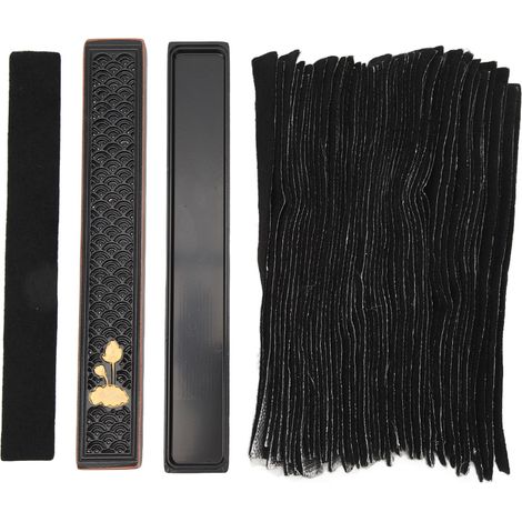 Coffret Rangement Encens Horizontal Bois de Santal, Boîte Isolante avec Coussin Coton, Support Brûle-Bâton, Lot 2 Pièces (1/5)