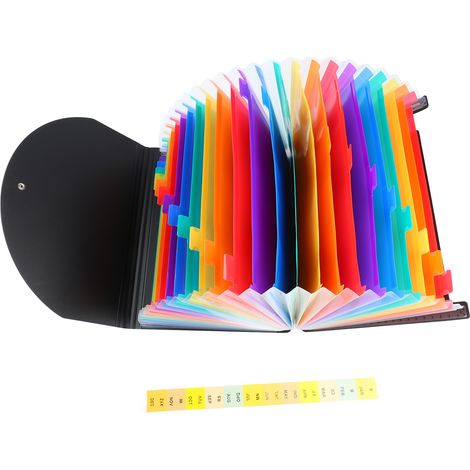 Classeur extensible 24 pochettes avec couverture, index et étiquettes, imperméable, organiseur de documents pour bureau et école. (1/5)