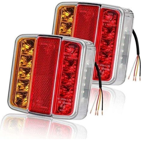2 pièces feux arrière de remorque 26 LED 12 V feux arrière clignotants feux stop réflecteurs feux de plaque d'immatriculation IP67 étanche multifonction remorque camion caravane van bateau (1/4)