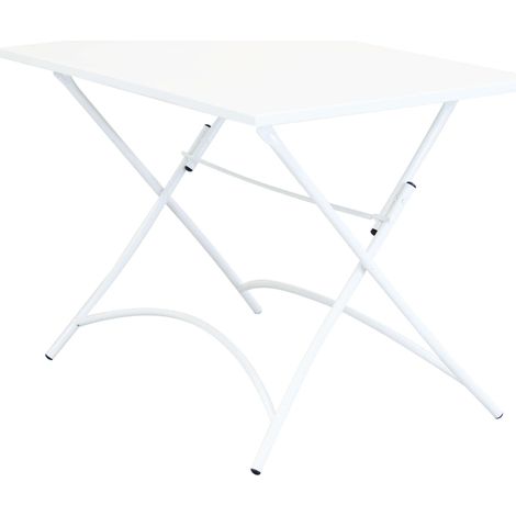 Tabelle 110x70 cm Closable Outdoor Klappgarten Garten mit Struktur und Top in Stahleisen Mini - White
