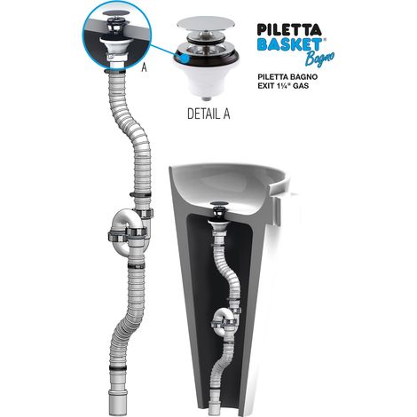 Siphon AUTOPORTANT avec Drain LAVABO FREESTANDING, Blanche (1/4)