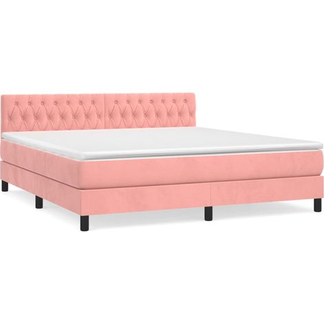 Maison Exclusive - Giroletto a Molle con Materasso Rosa 180x200 cm in Velluto