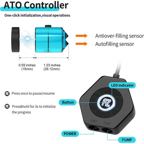 Système de Remplissage Automatique pour Aquarium ATO Régulateur de Niveau d'Eau Intelligent avec Pompe DC et Capteur Optique Double pour Aquariums d'Eau Douce et Salée (1/5)