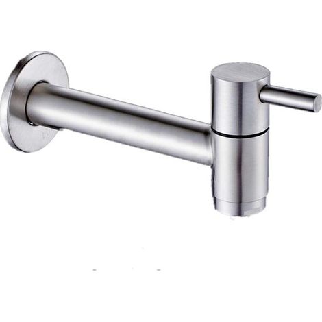 Robinet de lavabo en acier inoxydable pour salle de bain, bac à serpillière, fixation murale, robinet d'eau froide, jardin, buanderie, local technique, filetage G1/2'' (1/5)
