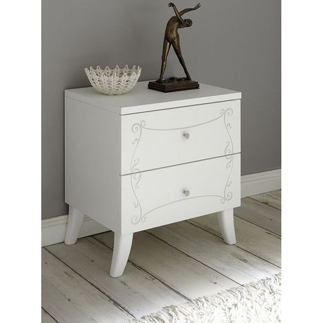 Comodino colore bianco con serigrafie argento - Ararat (1/2)