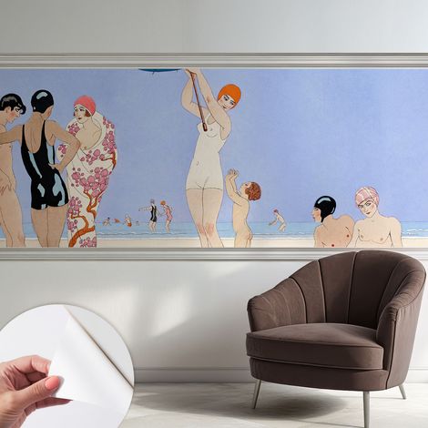 Papier peint adhésif décoratif pour salon chambre et cuisine Facile à poser avec colle Plage rétro 250x104 cm (1/5)