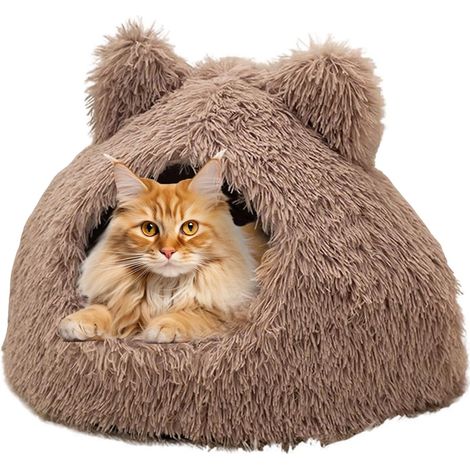 Lit Chauffant pour Chats Caverne de Chiot Semi Fermée (1/5)