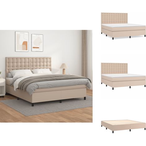 Boxspringbett Matratze Cappuccino-Braun 180x200 cm Kunstleder - Boxspringbett - Betten - Doppelbett - Kapuzenkissen - Lattenrost (1/5)
