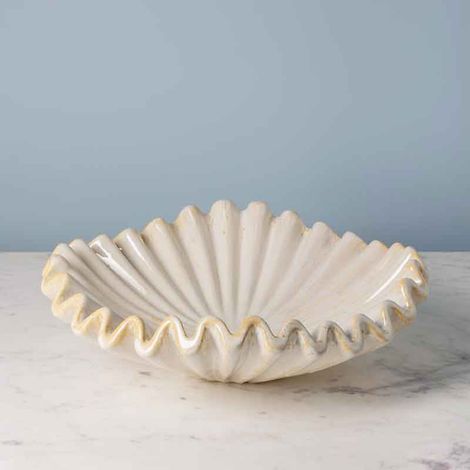 Saladier beige Médusa grès 44x44x16cm