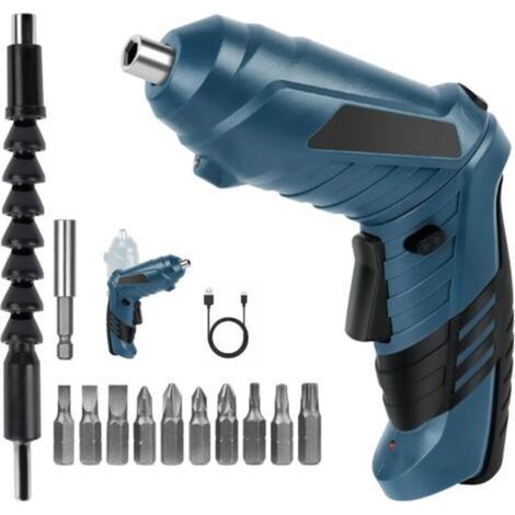 Perceuse Visseuse Sans Fil 3.5Nm, Visseuse Devisseuse 1300mAh 3.6V + 12 Forets, 2 Sens Rotation + Lampe LED, Câble Charge USB, Idéal pour Artisans, Installation de Meubles et Jouets (1/5)