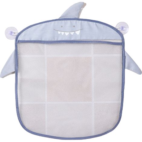 Sac de rangement mural pour salle de bain gris, filet à drainage rapide, jouets de bain, accessoires, serviettes, avec ventouse, design cartoon. (1/5)