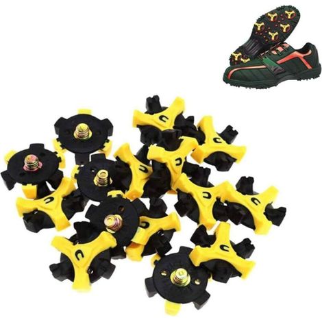 SABIR 20pcs Pointes pour Chaussures de Golf de Remplacement en métal Filetage Vis Clous Stinger Petite Métal à Filetage pour Golf Chaussures de Sport, Crampons pour Chaussures de Golf,Noir/Jaune (1/5)