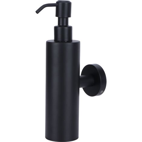 Runder, wandmontierter Seifenspender (200 ml) mit Pumpe für Shampoo und Duschgel, schwarzer Behälter für Badezimmer. (1/5)