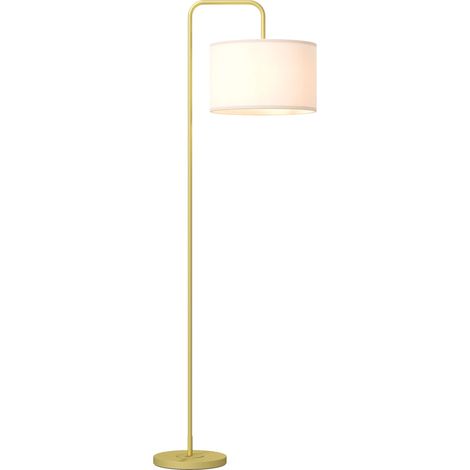 Lampadaire avec Abat-Jour en Lin, Lampe de Lecture 64x38x163,5 cm Blanc et Or(ampoule non incluse) (1/5)