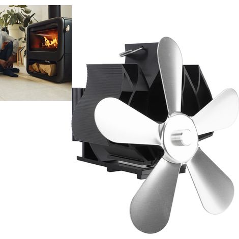 Ventilateur de cheminée, ventilateur thermique, poêle à pétrole, poêle à bois, ventilateur thermique auto-générateur, argent (1/5)