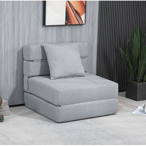 Poltrona convertibile 2 in 1 divano-letto pieghevole 70 x 70 x 61 cm grigio chiaro HAVRYA (1/5)