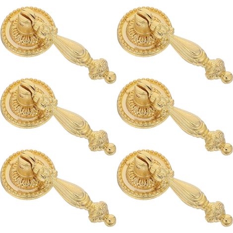 Veemoon Lot de 6 poignées cuisine vintage, alliage zinc doré (1/5)