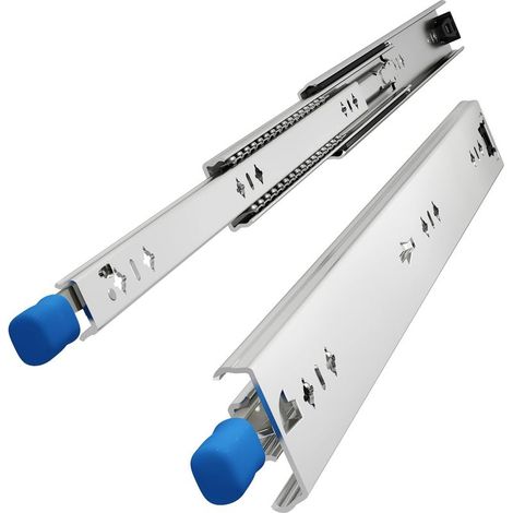 Glissières de tiroir robuste de 400 mm avec serrure D53, largeur de 53 mm, capacité de charge jusqu'à 120 kg, extension complète à 3 volets, montage latéral, 1 paire (1/5)