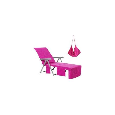 Housse De Chaise Longue En Microfibre - Avec Poches Latérales Et Cordons Anti-Dérapants - Pour Plage Piscine Jardin Terrasse - 1 Pièce (1/5)