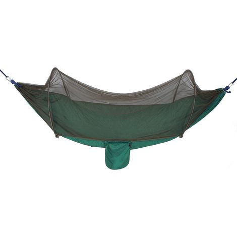 Hamac de camping portable avec balançoire intégrée, hamac simple ou double pour l'extérieur et l'intérieur, vert foncé (1/5)