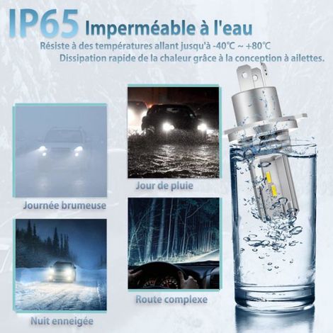 Ampoule H4 LED, Blanc pour Voiture de 24V Hi/Lo Beam Kit d'ampoule Phare de Conversion(2 Pcs) (1/4)