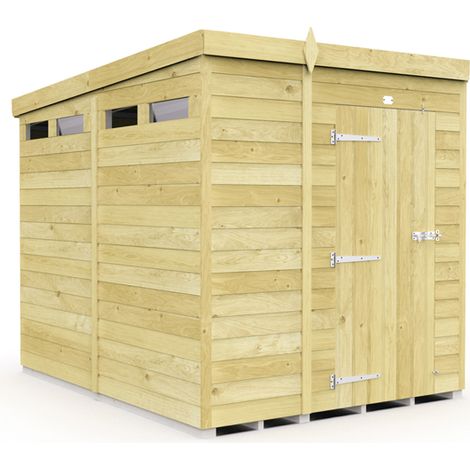 5 x 8 Feet Pent Security Shed - Single Door - Wood - L231 x W158 x H201 cm