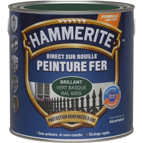Peinture Direct Sur Rouille Laqué - Vert Basque RAL 6005 - 0,75 L - Hammerite