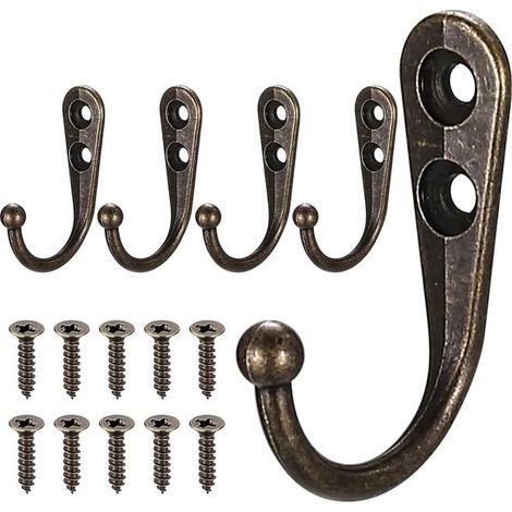 Ganchos de pared vintage con estilo para ropa，Ganchos de tornillo resistentes para puertas，Perfectos para el dormitorio y el baño (5 piezas (1/5)