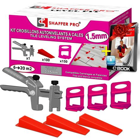 Kit de 150 Croisillons à Cale Autonivelante - 1,5 mm + 100 Cales - Shaffer Pro (1/4)