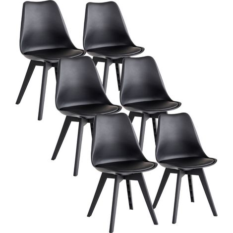 Wokaka - Set di 6 sedie da pranzo - design minimalista - Sedie bianche, ergonomiche - sale da pranzo, soggiorni e sale conferenze