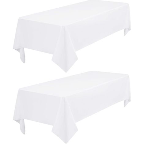 2er-Set Tischdecke Weiß 153x260 cm Rechteckig Polyester Knitterfrei Pflegeleicht