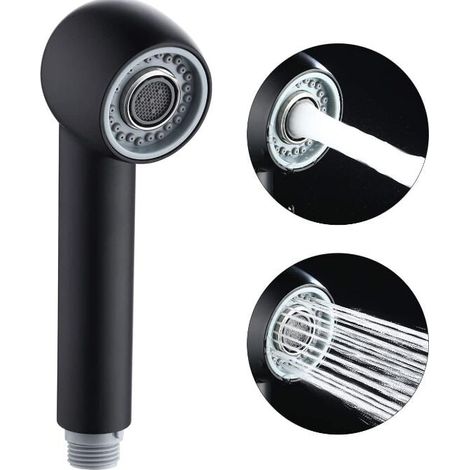 Ersatz-Küchenarmatur-Brausekopf mit 2 Strahlarten, Ausführung in Nickel und Schwarz (1/4)