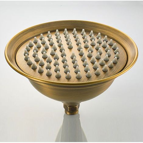Retro Shower Head, 8-Inch Antique Round Rainfall Shower Head, Trumpet Shower Head (Antique) (1/5)