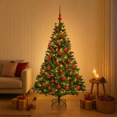 vidaXL Artificial Christmas Tree with Bauble 150 cm 150 LEDs (1/5)