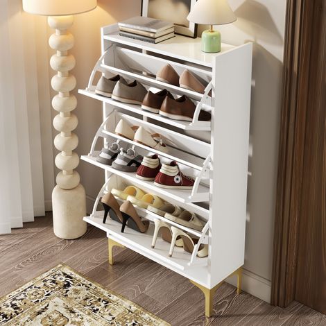 mobile contenitore 63x24x120 scarpe bianco gold ingresso OKMYHOME (1/5)