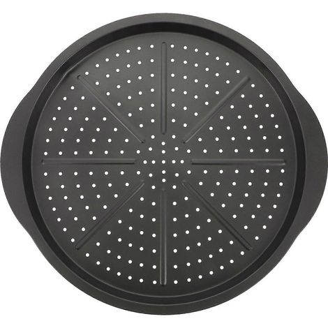 1 plaque à pizza antiadhésive en acier au carbone (noire) (1/3)