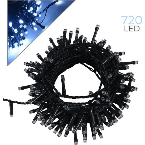 CATENA LUMINOSA NATALIZIA 720 LED LUCE BIANCA FREDDA RESISTENTE PER INTERNI ED ESTERNI - DECORAZIONI DI ALTA QUALITA' CON PROTEZIONE IP44 (1/5)