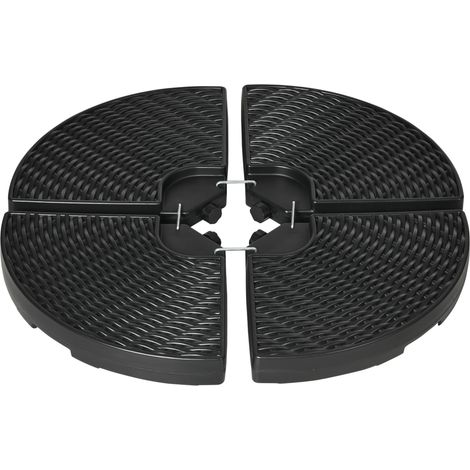 Sockel für 4-teiligen, verstellbaren Sonnenschirmarm aus HDPE, befüllbar mit Wasser und Sand, Ø 100 x 8 cm, schwarz